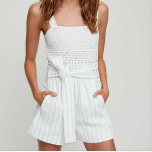 Aritzia Wilfred Striped Linen Paperbag Shorts Sz 0